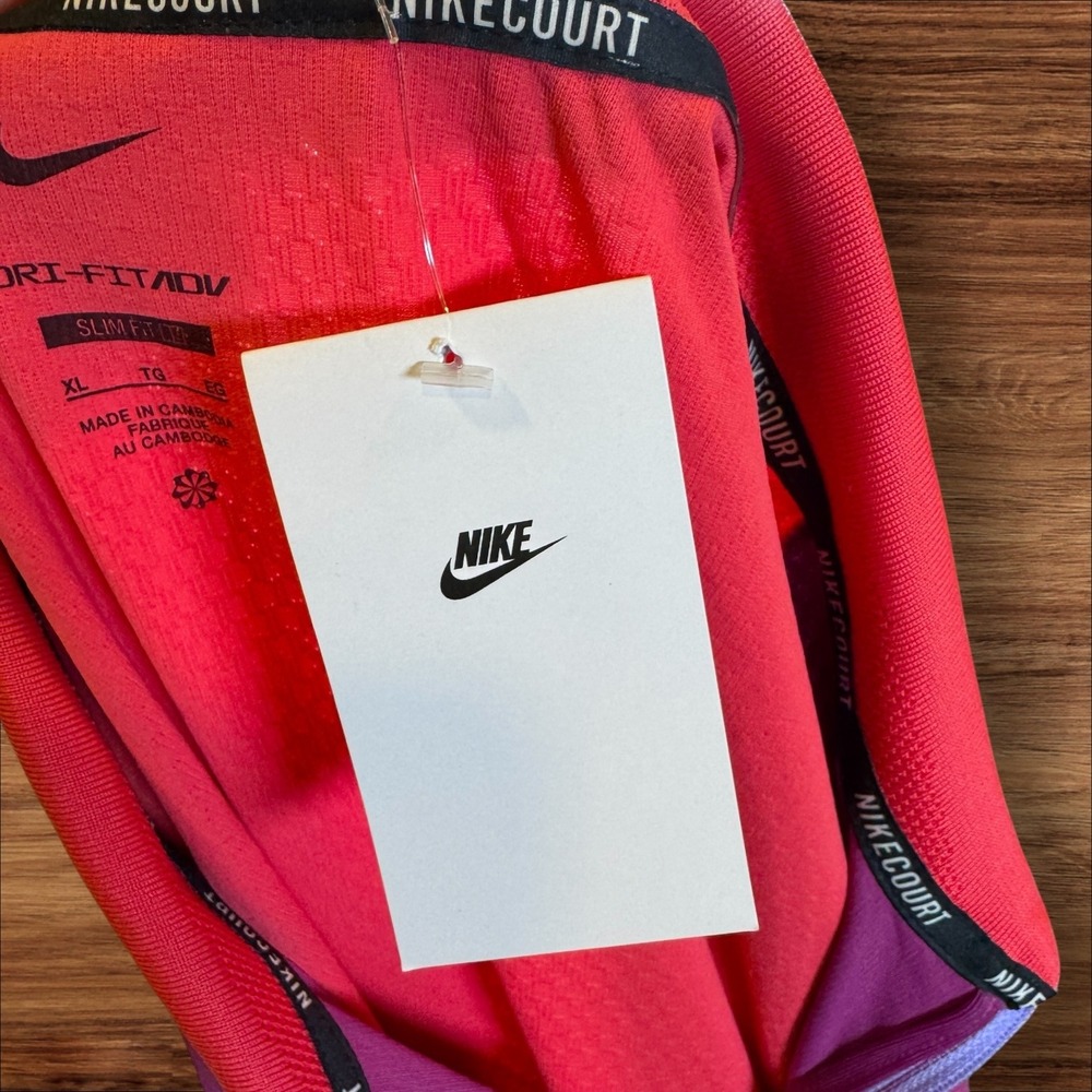 Nike Court Dri-Fit Adv Slim Fit Tennis Polo Shirt Men's XL Pink Purple - Picture 6 of 8